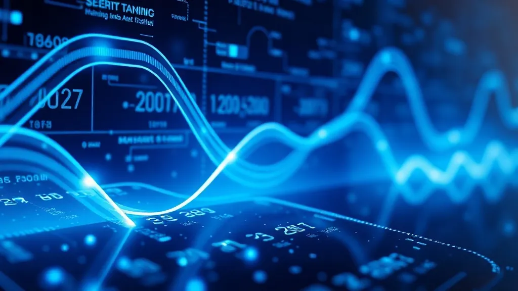 High-tech digital banking interface with abstract data strea
